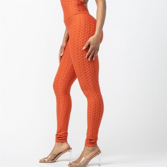 Orange Honeycomb Jumpsuit - Picture 6 of 10